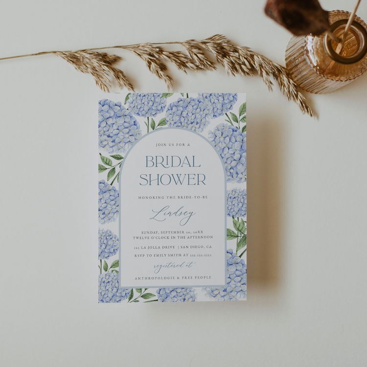 NANCY | Blue Hydrangea Bridal Shower Invitation