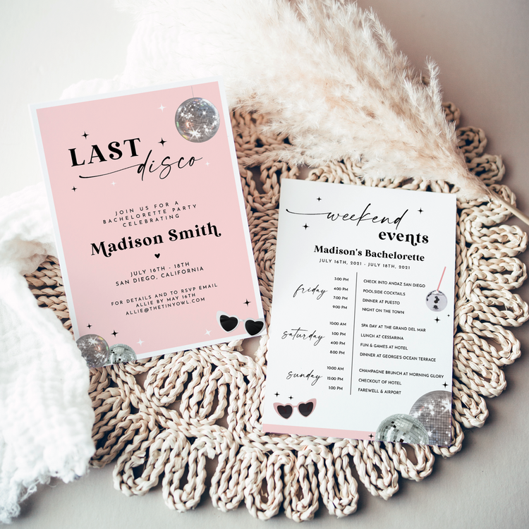 MARCIA | Disco Bachelorette Invitation & Itinerary