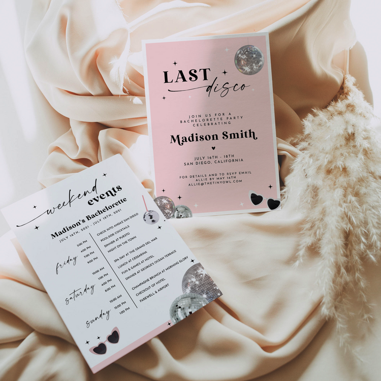 MARCIA | Disco Bachelorette Invitation & Itinerary
