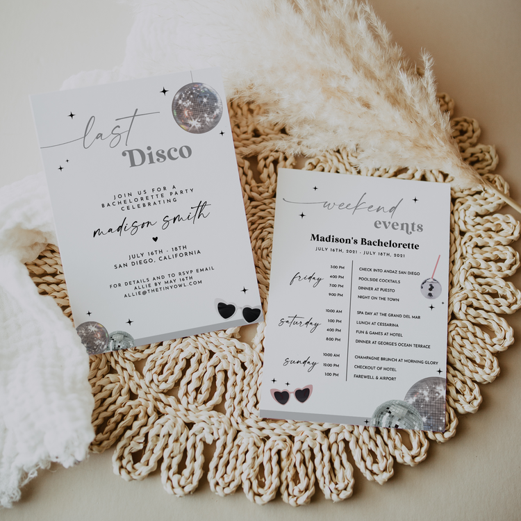 MARCIA | Disco Bachelorette Invitation & Itinerary