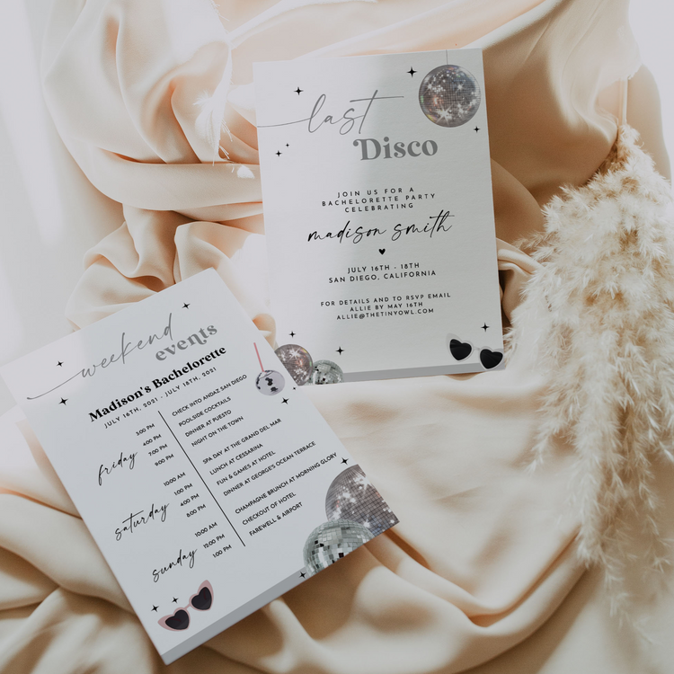 MARCIA | Disco Bachelorette Invitation & Itinerary