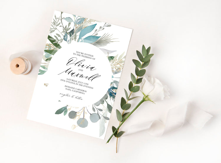 Watercolor Wedding Invitation, Elegant wedding invitation, Instant Download, Invitation Template, Wedding Invitation Set, Editable, Templett