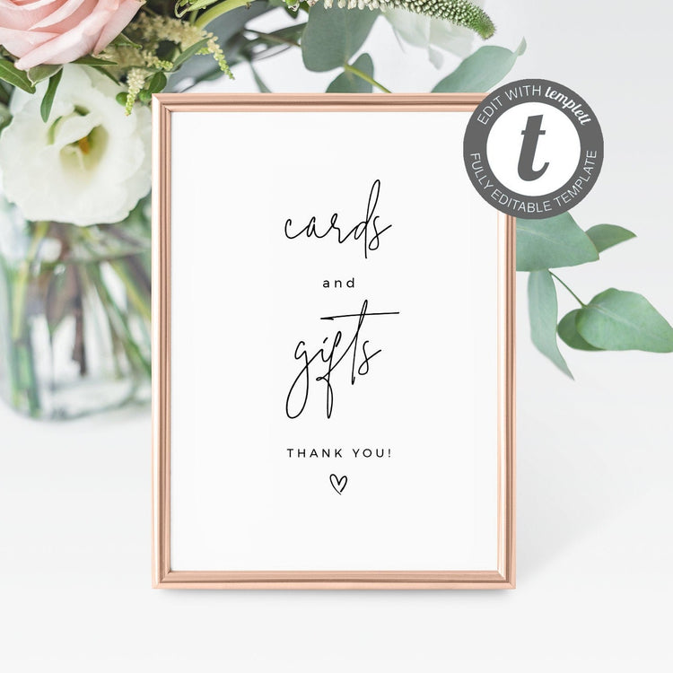 EDITABLE Cards and Gifts Wedding Sign | Cards and Gifts Sign | Cards and Gifts Printable | Wedding Gifts Sign Cards | Gift Table Sign
