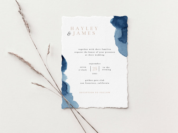 Modern Wedding Invitation Suite Template, Simple Wedding Invitation, Editable Minimalist Wedding Invitation Suite, Navy Blue Wedding, HAYLEY