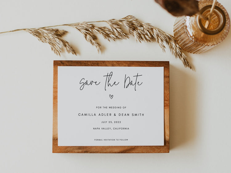 Printable Save the Date Template | Editable Save the Date Card | Calligraphy Save the Date | Minimalist | Templett Save the Dates