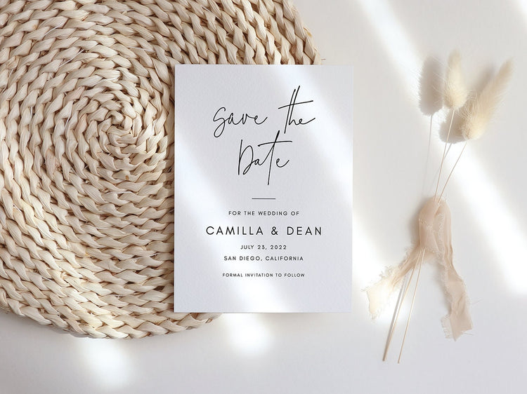 Printable Save the Date Template | Editable Save the Date Card | Calligraphy Save the Date | Minimalist | Templett Save the Dates