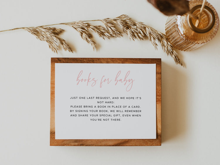 Pink Baby Shower Invitation Template | Girl Baby Shower Bundle | Books for Baby Diaper Raffle | Minimalist Baby Shower Invite