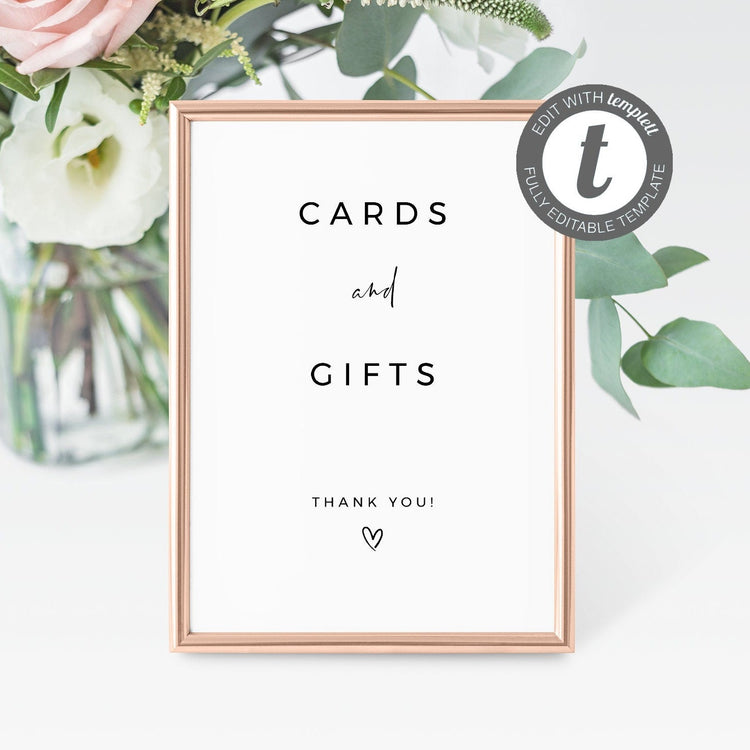 EDITABLE Cards and Gifts Wedding Sign | Cards and Gifts Sign | Cards and Gifts Printable | Wedding Gifts Sign Cards | Gift Table Sign