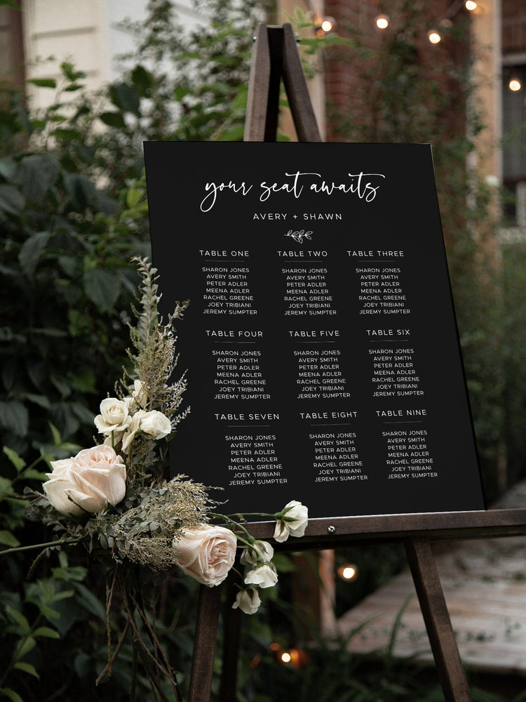 Printable Seating Chart Template, Editable Seating Chart Sign | Seating Chart Sign, Wedding Seating Chart, Wedding Seating Sign Templett