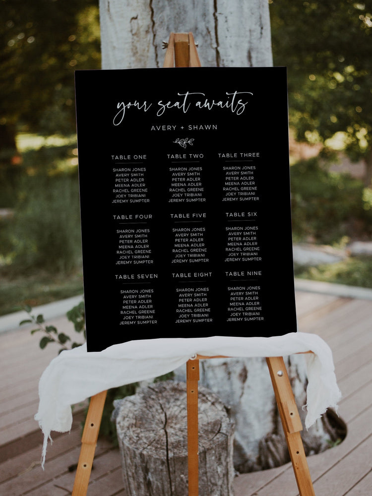 Printable Seating Chart Template, Editable Seating Chart Sign | Seating Chart Sign, Wedding Seating Chart, Wedding Seating Sign Templett