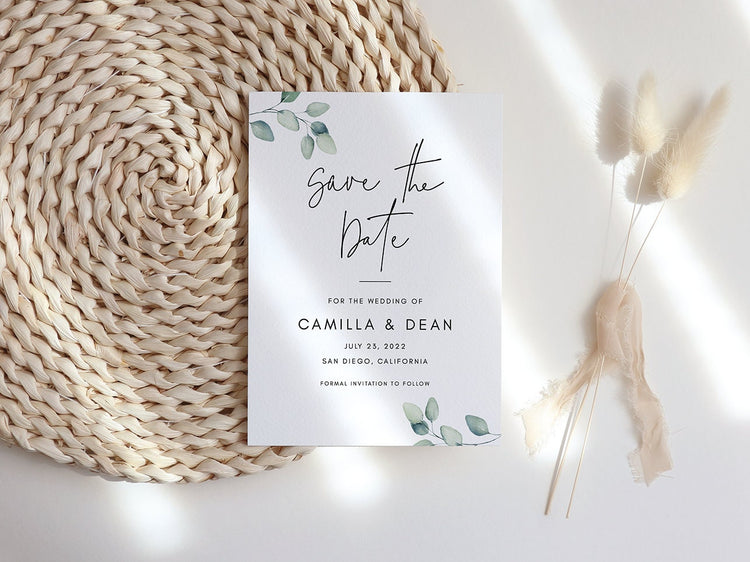 Printable Save the Date Template | Editable Save the Date Card | Calligraphy Save the Date | Minimalist | Templett Save the Dates