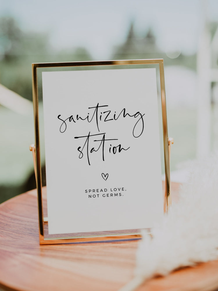 Sanitizing Station Sign Printable, Modern Minimalist Wedding Sanitizer Sign, Social Distancing Printable Wedding Signs Instant DIY
