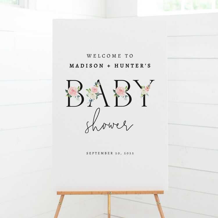 Editable Floral Baby Shower Welcome Sign Template | Editable Welcome Sign | Modern Welcome Sign | Girl Baby Shower | Boho Baby Shower