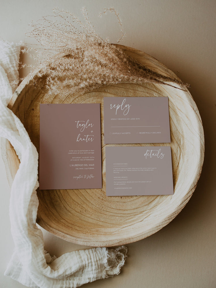 Terracotta Wedding Invitation Template | Minimalist Desert Wedding Invite | Burnt Orange Wedding Invite | Editable Rust Invite Template