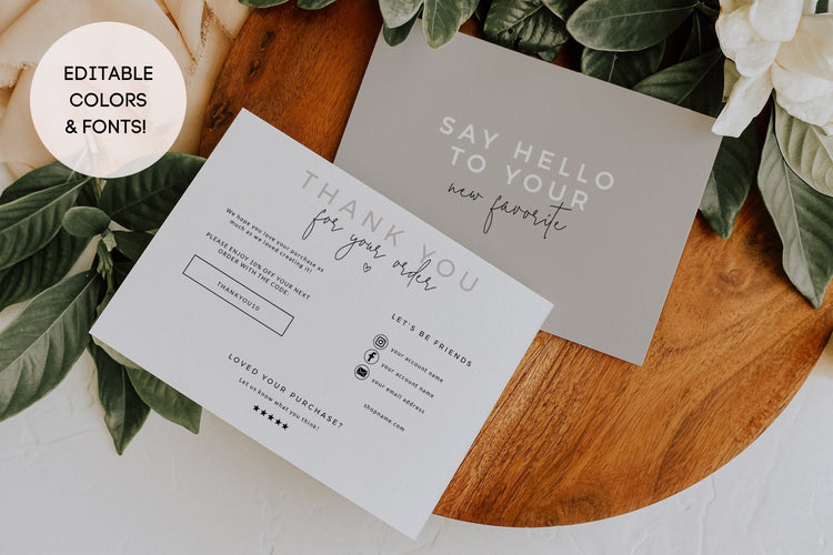 EDITABLE Business Thank You Card Printable | Minimal Thank You | Thanks For Your Purchase Card | Seller Thank You | Customer Thank You