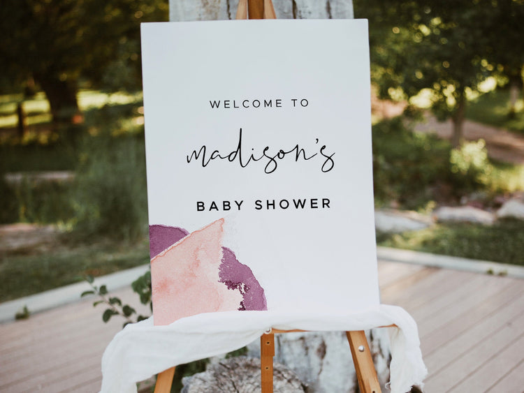 DAKOTA | Pink & Burgundy Baby Shower Welcome Sign