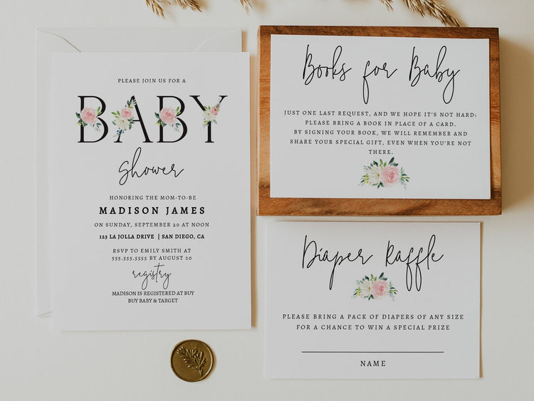 Floral Baby Shower Invitation, Couples Baby Shower Invitation, Girl Baby Shower Invitation, Printable Digital Baby Shower Invite