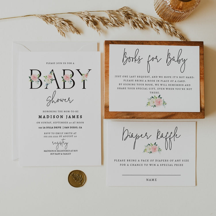 Floral Baby Shower Invitation, Couples Baby Shower Invitation, Girl Baby Shower Invitation, Printable Digital Baby Shower Invite