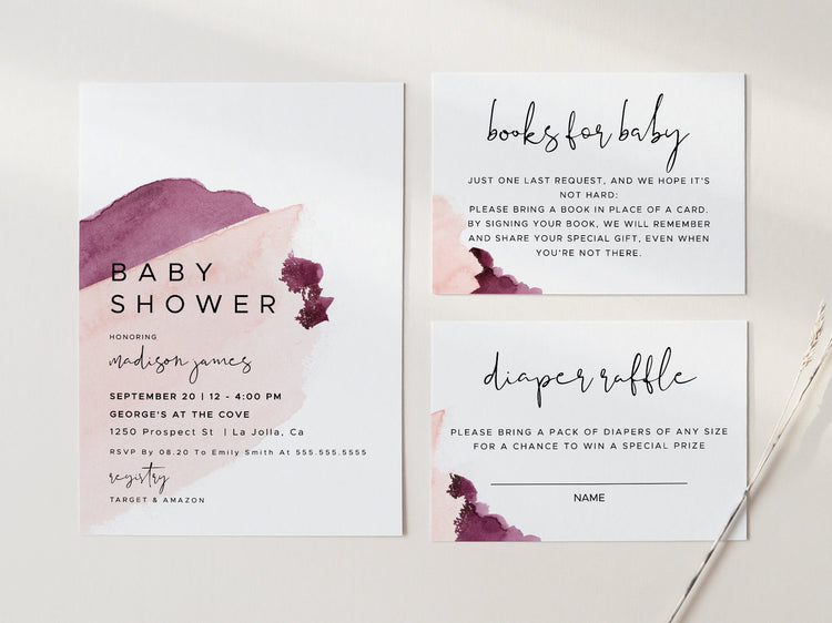 DAKOTA | Pink & Burgundy Baby Shower Suite