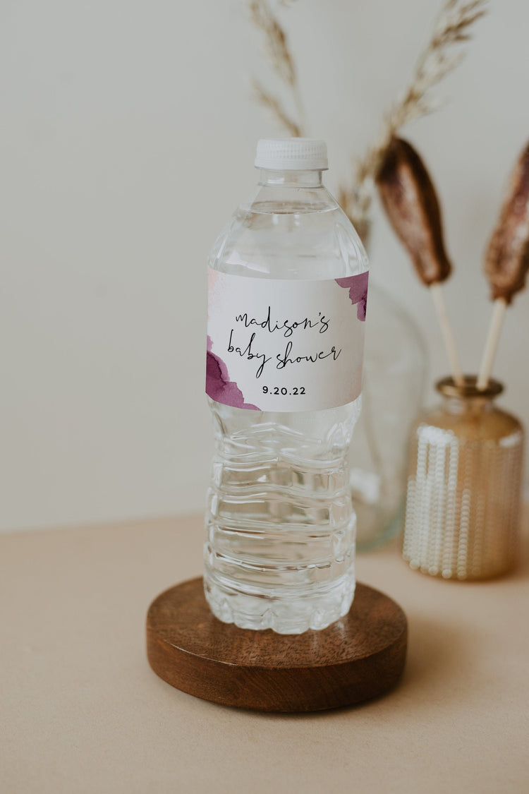 DAKOTA | Pink & Burgundy Waterbottle Label