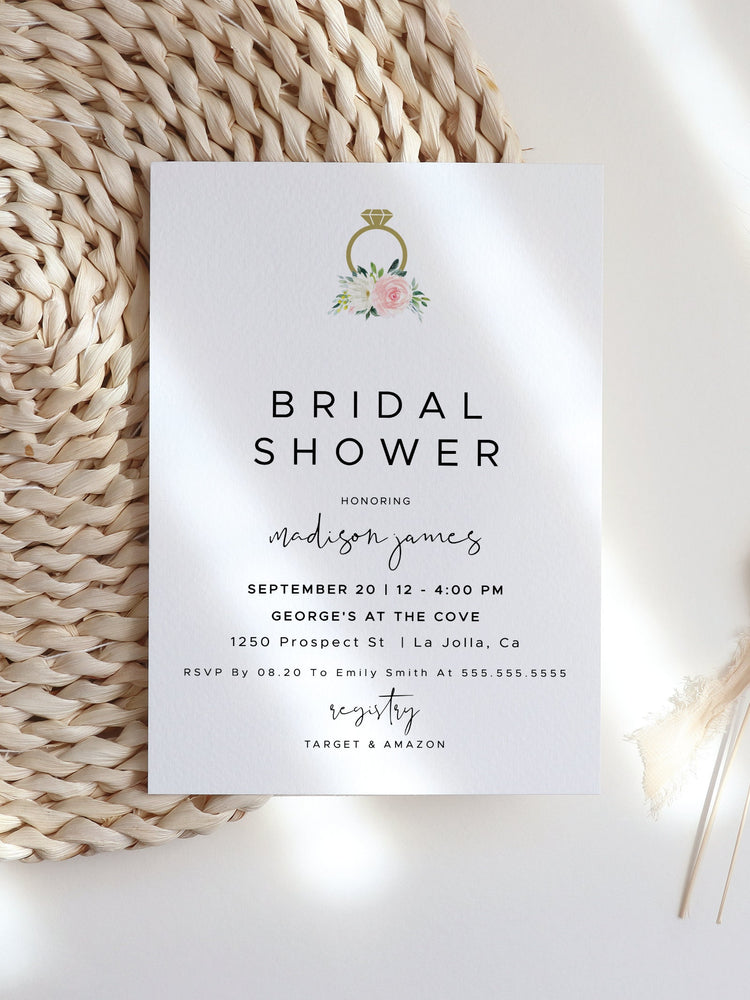 Pink Floral Bridal Shower Invitation, Editable Bridal Shower Invitation Template, Pink Bridal Shower, Pink Watercolor Bridal Shower Template