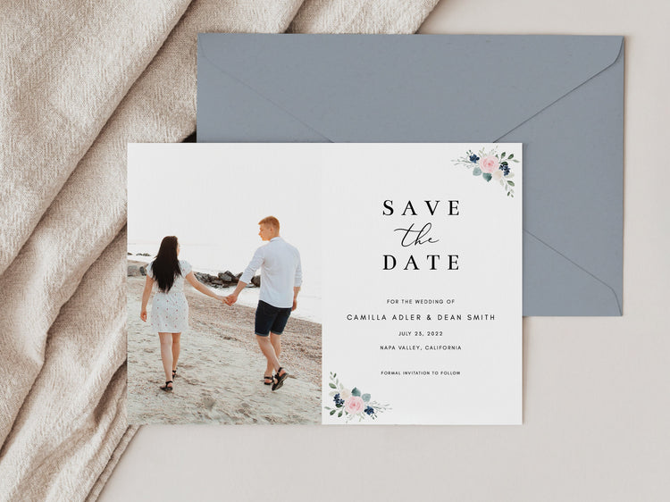 Photo Save the Date Template, Engagement Photo Save the Dates, Save the Date with Pictures Template, INSTANT DOWNLOAD, Editable, Template