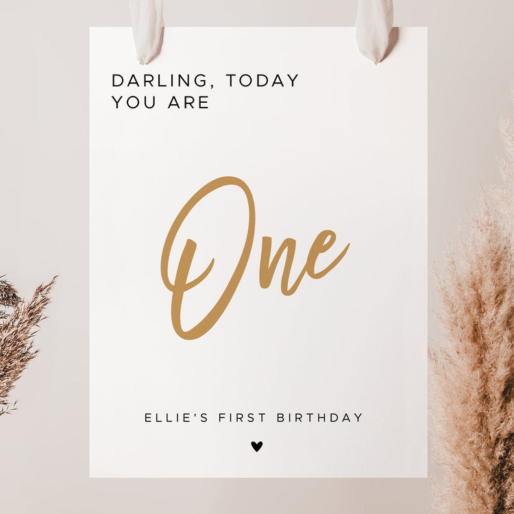 Girls Birthday Welcome Sign | Minimalist Birthday Sign | Editable Template | First 1st Birthday | TEMPLETT Instant download |
