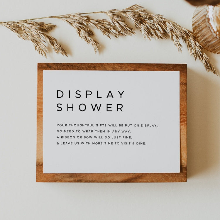 Display Shower Insert | Editable Black and White Unwrapped Gifts Printable Card | Minimalist Editable Template Download