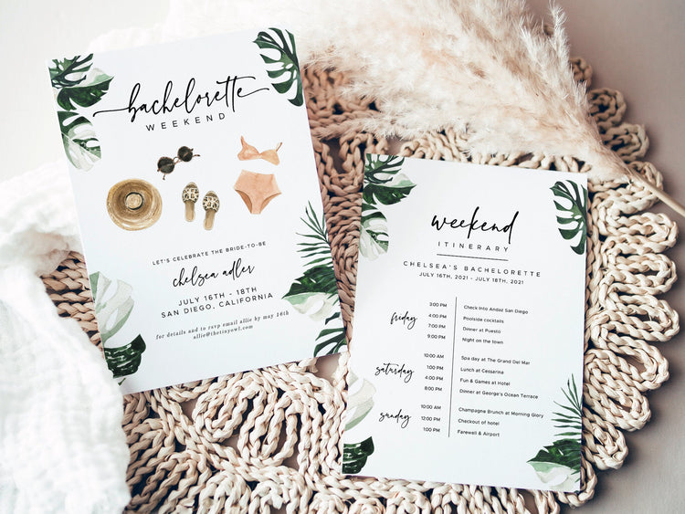 RAE | Tropical Bachelorette Invitation & Itinerary