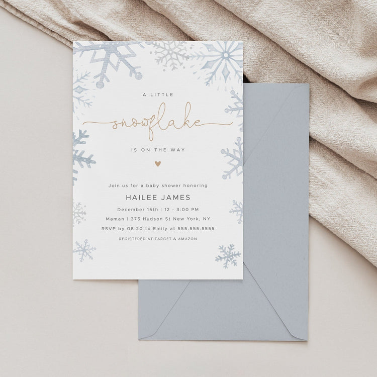 Ivy | Snowflake Baby Shower Invitation, Winter Baby Shower Invitation, Gender Neutral Baby Shower Invitation