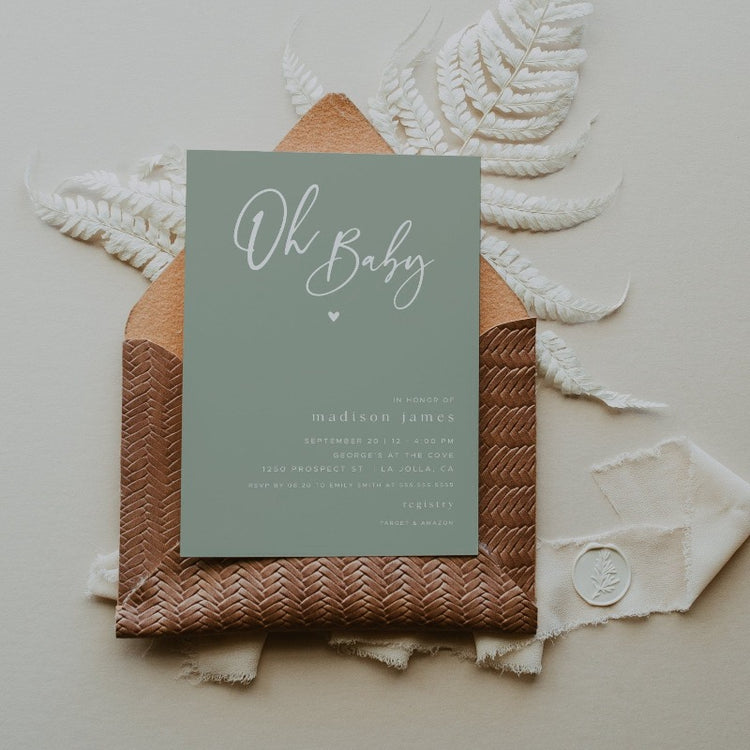 AVERY | Sage Green Baby Shower Invitation