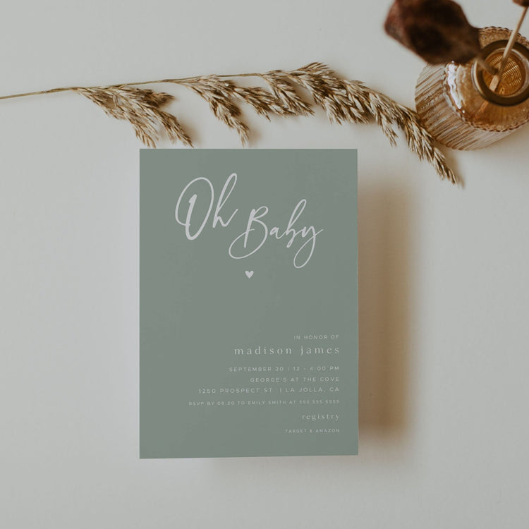AVERY | Sage Green Baby Shower Invitation