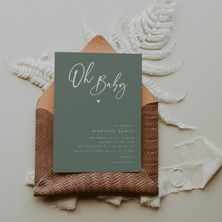 AVERY | Sage Green Baby Shower Invitation