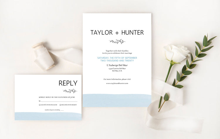 Watercolor Wedding Invitation, minimal wedding invite,Instant Download, Invitation Template, Wedding Invitation, Editable Template, Templett
