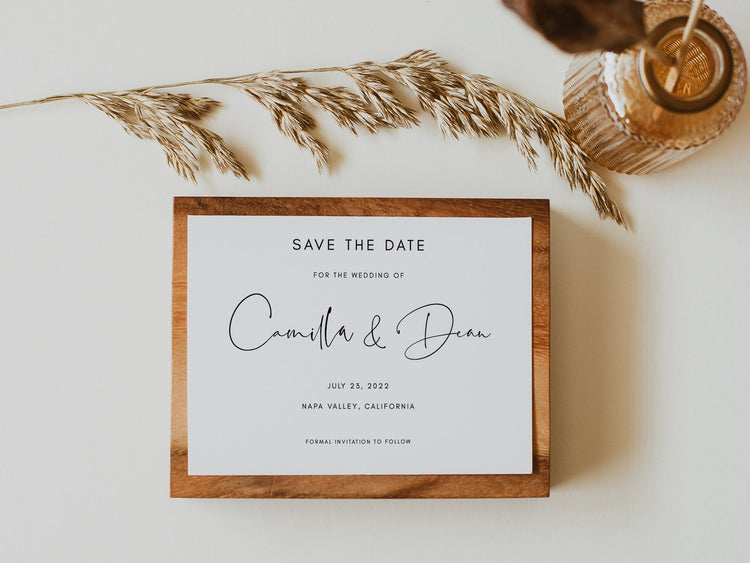 Printable Save the Date Template | Editable Save the Date Card | Calligraphy Save the Date | Minimalist | Templett Save the Dates
