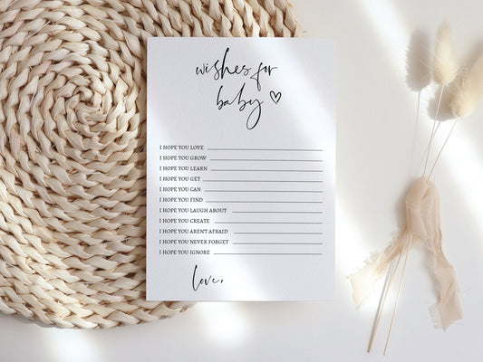 Wishes for Baby Card, Baby Shower Games, Baby Shower Advice Card, Gender Neutral, Editable, Printable, Instant Download, Templett