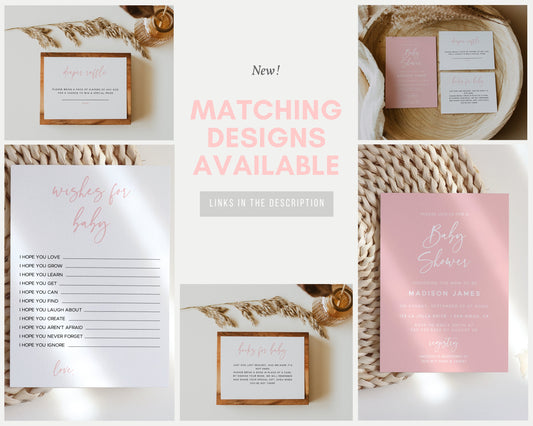 Pink Baby Shower Welcome Sign Template | Editable Welcome Sign | Modern Welcome Sign | Girl Baby Shower | Boho Baby Shower