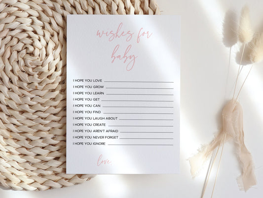 Wishes for Baby Card, Baby Shower Games, Baby Shower Advice Card, Gender Neutral, Editable, Printable, Instant Download, Templett