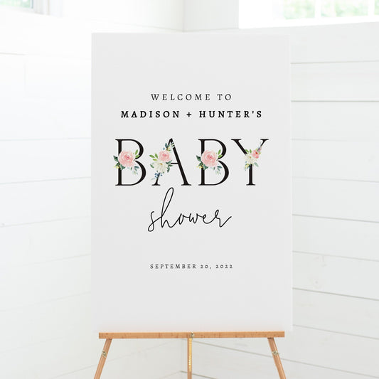 Editable Floral Baby Shower Welcome Sign Template | Editable Welcome Sign | Modern Welcome Sign | Girl Baby Shower | Boho Baby Shower