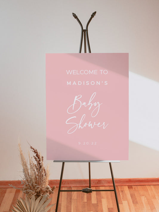 Pink Baby Shower Welcome Sign Template | Editable Welcome Sign | Modern Welcome Sign | Girl Baby Shower | Boho Baby Shower