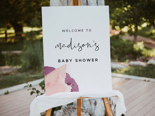DAKOTA | Pink & Burgundy Baby Shower Welcome Sign