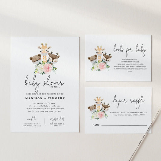 Baby Shower by Mail Template, Quarantine Animals, Social Distancing Shower Invite, Editable Text, Instant Download
