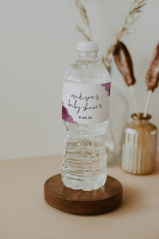 DAKOTA | Pink & Burgundy Waterbottle Label