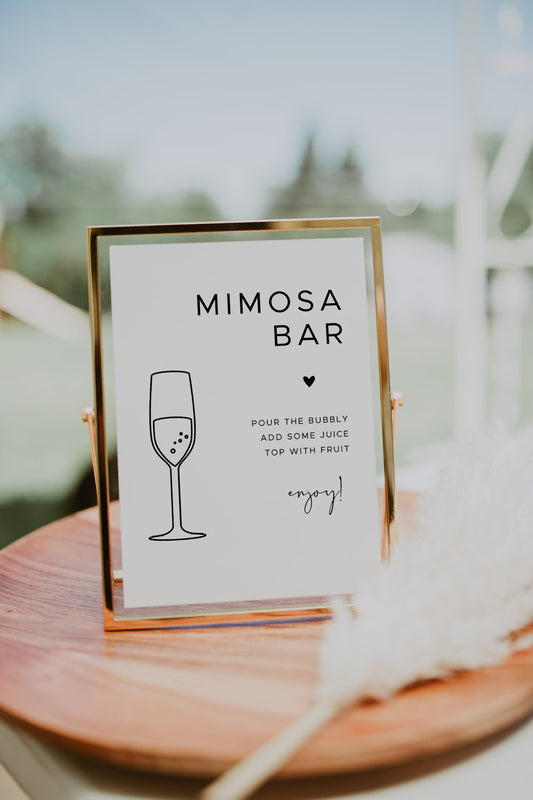 Mimosa Bar Sign Printable | Minimalist | Wedding Engagement Bridal Shower Bachelorette Hens Party Birthday | Instant Download 8x10 |