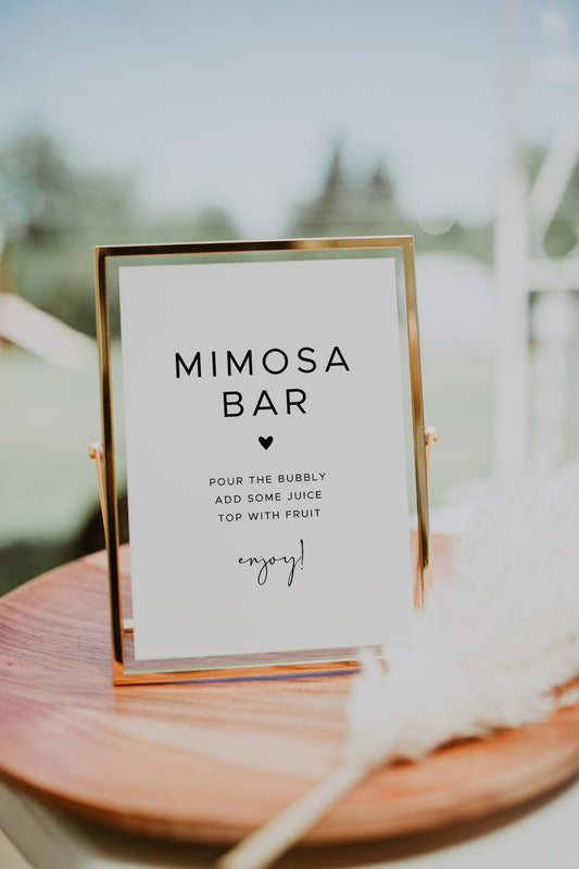 Mimosa Bar Sign Printable | Minimalist | Wedding Engagement Bridal Shower Bachelorette Hens Party Birthday | Instant Download 8x10 |