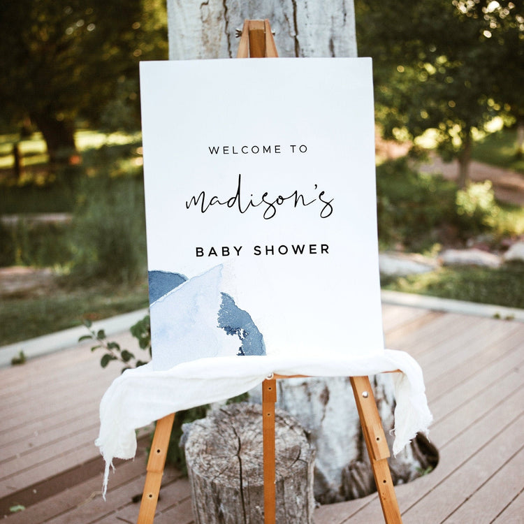DAKOTA | Blue Watercolor Baby Shower Welcome Sign