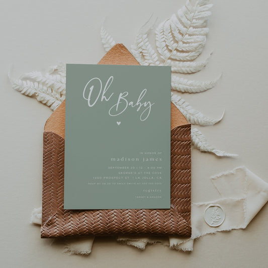 AVERY | Sage Green Baby Shower Invitation Suite