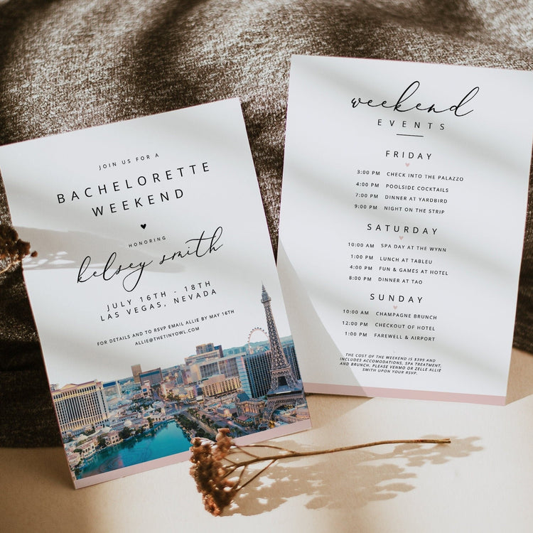 LAS VEGAS Bachelorette Invitation and Itinerary Template, Las Vegas Skyline Bachelorette Weekend Invite, Vegas Bachelorette Party