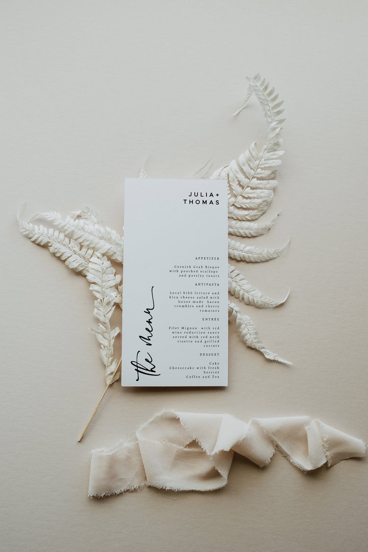 White Watercolor Editable Menu, Neutral Wedding Menu, Minimal Wedding Menu #0511A